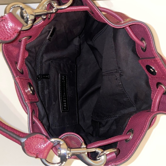 Rebecca Minkoff burgundy pebble leather crossbody bucket bag - Picture 8 of 10